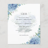 Modern Blue Hydrangea Bloral Wedding Einladung Flyer (Vorne)