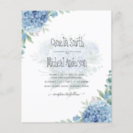 Modern Blue Hydrangea Bloral Wedding Einladung Flyer