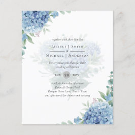 Modern Blue Hydrangea Bloral Wedding Einladung Flyer