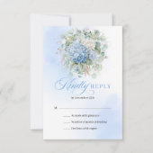 Modern Blue Hydrangea Eucalyptus Wedding RSVP (Vorderseite)
