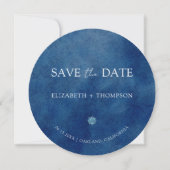 Modern Blue Hydrangea Round Wedding Save The Date (Vorderseite)