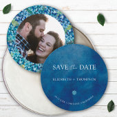 Modern Blue Hydrangea Round Wedding Save The Date