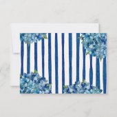 Modern Blue Hydrangeas Navy Blue Striped Wedding Save The Date (Rückseite)