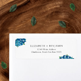 Modern Blue Hydrangeas Wedding RSVP Return Address