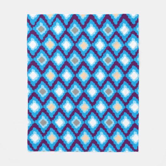 Modern Blue Ikat Diamonds Custom Fleece Blanket (Vorderseite)