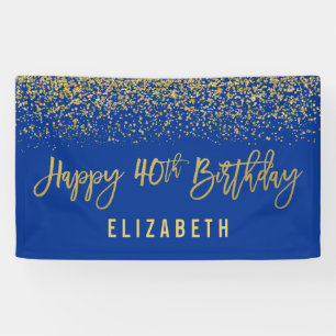 Modern Blue Imitate Gold Glitzer 40. Geburtstag Banner