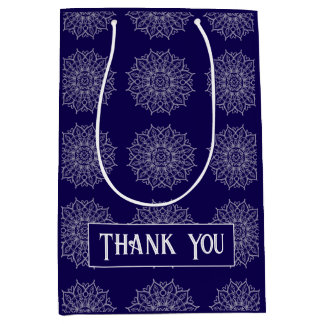 Modern Blue Indigo Luxus Branding Mandala Name Mittlere Geschenktüte