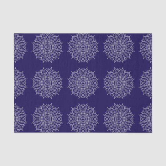 Modern Blue Indigo Mandala Boho Decoupage Geschenk Seidenpapier (Vorderseite)