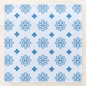 Modern Blue Inspired Lotus Motif Coaster Glasuntersetzer (Vorderseite)