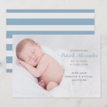 Modern Blue Introducing Baby Boy Foto