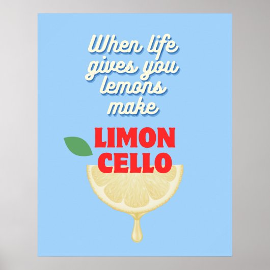 Modern Blue Italian Limoncello Küche Bar Poster (Vorne)