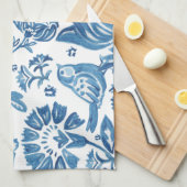 Modern Blue Jacobobon Floral Rabbit Bird Muster Geschirrtuch (Viertel Falte)