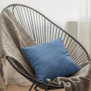 Modern Blue Japanese Wave Geometric Pattern Kissen