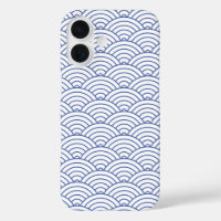 Modern Blue Japanisch Wave Geometric Muster
