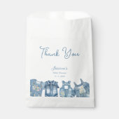 Modern Blue Jean Baby Denim Baby Dusche Vielen Dan Geschenktütchen (Vorderseite)