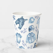 Modern Blue Jean Baby Denim Themed Baby Dusche Pappbecher (Rückseite)