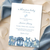 Modern Blue Jean Baby ist auf dem Weg Baby Shower Einladung