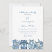 Modern Blue Jean Baby ist auf dem Weg Baby Shower Einladung (Vorderseite)