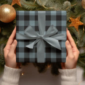 Modern Blue Kariert Christmas Geschenkpapier