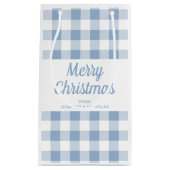 Modern Blue Kariert Frohe Weihnachten Kleine Geschenktüte (Vorderseite)