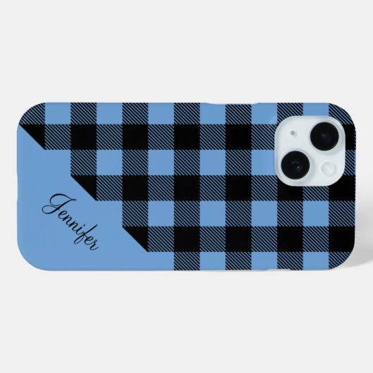 Modern Blue Kariert Karo Mustername Case-Mate iPhone Hülle (Rückseite (Horizontal))