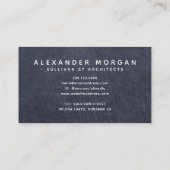 Modern Blue Leather Trendy Monogram Visitenkarte (Rückseite)