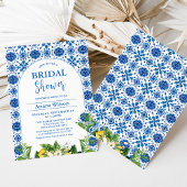 Modern Blue Lemon Tile Bridal Dusche Einladung