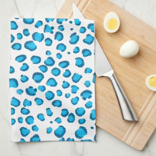 Modern Blue Leopard Muster Animal Print Geschirrtuch (Viertel Falte)
