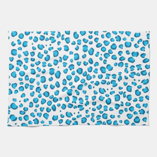 Modern Blue Leopard Muster Animal Print Geschirrtuch (Horizontal)