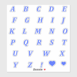 Modern Blue Letters   Monogram Alphabet Letter Aufkleber