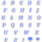 Modern Blue Letters | Monogram Alphabet Stickers Aufkleber (Vorderseite)