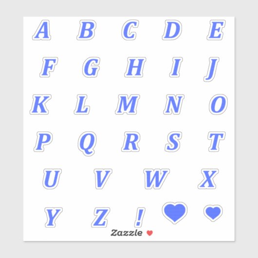 Modern Blue Letters | Monogram Alphabet Stickers Aufkleber (Blatt)