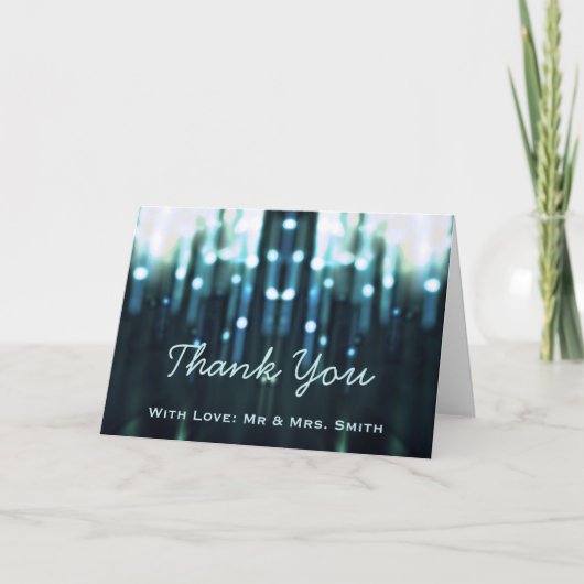 Modern Blue Lights Glitzer Glitzern Vielen Dank Dankeskarte (Vorderseite)