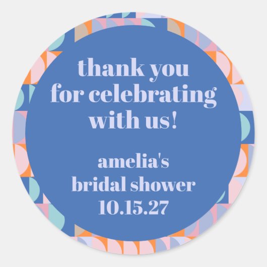 Modern Blue Lila Custom Brautparty Vielen Dank Runder Aufkleber (Vorderseite)