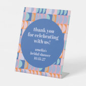 Modern Blue Lila Custom Brautparty Vielen Dank Sockelschild (Vorderseite)