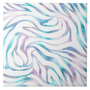 Modern Blue Lila Glitzer Glam Zebra Print Fliese