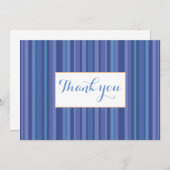 Modern Blue Lila Striping Vielen Dank Note Card Einladung (Vorne/Hinten)