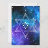 Modern Blue Lila Watercolor Galaxy B'nai Mitzvah Einladung (Rückseite)