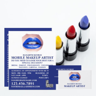 Modern Blue Lips, Makeup Artist Visitenkarte