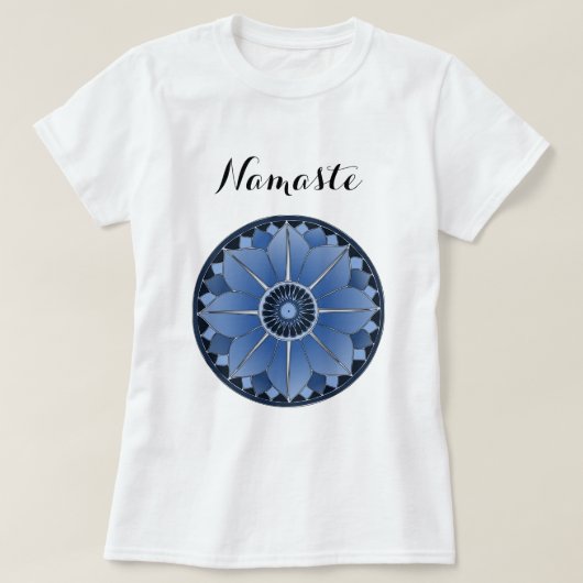 Modern Blue Mandala Namaste T-Shirt (Design vorne)