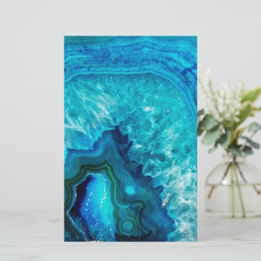 Modern Blue Marble Agate Briefpapier (Stehend Vorderseite)