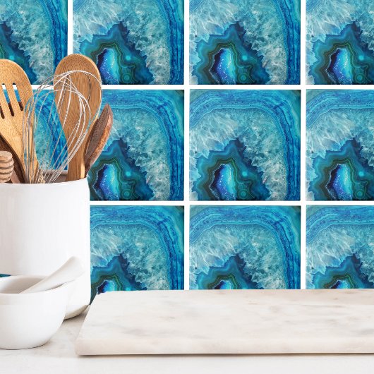 Modern Blue Marble Agate Fliese