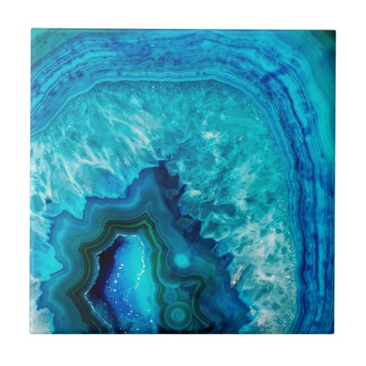 Modern Blue Marble Agate Fliese (Vorderseite)