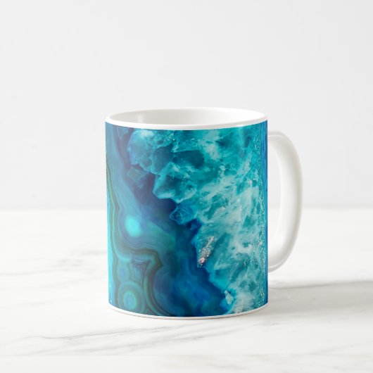 Modern Blue Marble Agate Kaffeetasse (VorderseiteRechts)