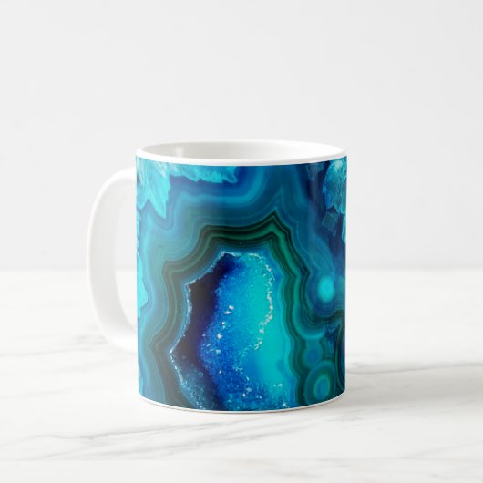 Modern Blue Marble Agate Kaffeetasse (Vorderseite Links)