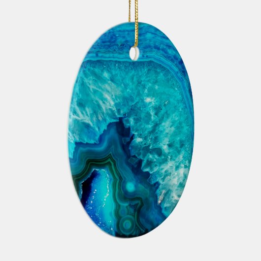 Modern Blue Marble Agate Keramik Ornament (Rechts)