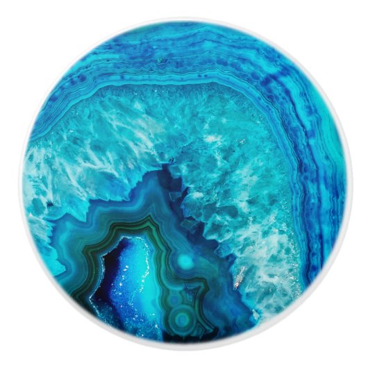 Modern Blue Marble Agate Keramikknauf (Vorderseite)