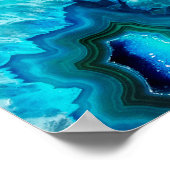 Modern Blue Marble Agate Poster (Ecke)