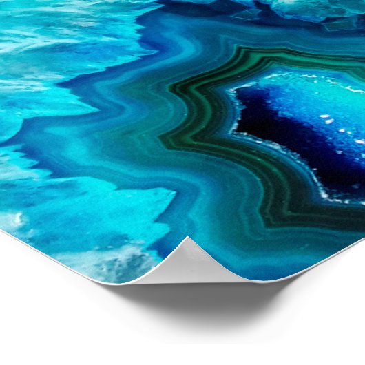 Modern Blue Marble Agate Poster (Ecke)