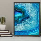 Modern Blue Marble Agate Poster